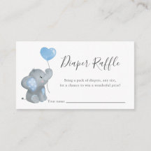 Boy Elephant Blue Baby Shower Diaper Raffle