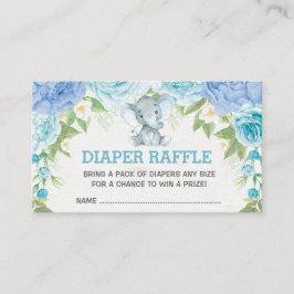Tarjeta De Recepción Boy Elephant Blue Floral Baby Diaper Raffle