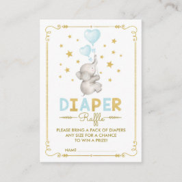 Tarjeta De Recepción Boy Elephant Diaper Raffle Blue Gold Baby Insert
