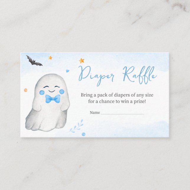 Tarjeta De Recepción Boy Ghost Halloween Baby Shower Diaper Raffle (Anverso)