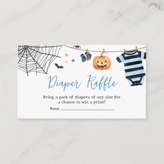 Tarjeta De Recepción Boy Little Boo Halloween Calabaza Diaper Raffle (Anverso)