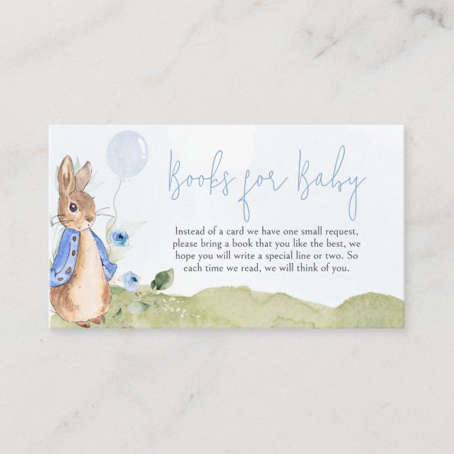 Tarjeta De Recepción Boy Peter Rabbit Baby Shower Books para el bebé (Anverso)