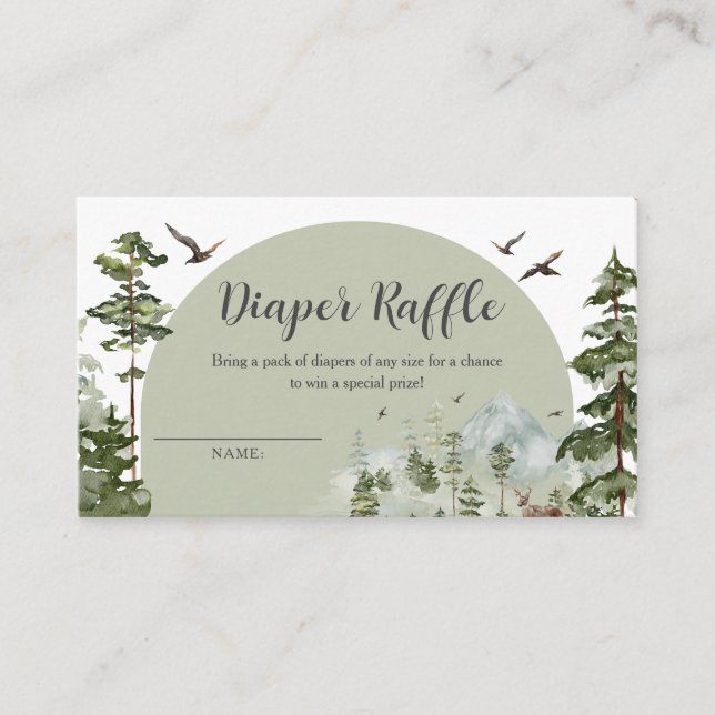 Tarjeta De Recepción Boy Pine Tree Forest Baby Shower Diaper Raffle (Anverso)