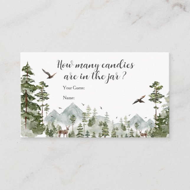 Tarjeta De Recepción Boy Pine Tree Forest Mountain ¿Cuántos Canes? (Anverso)