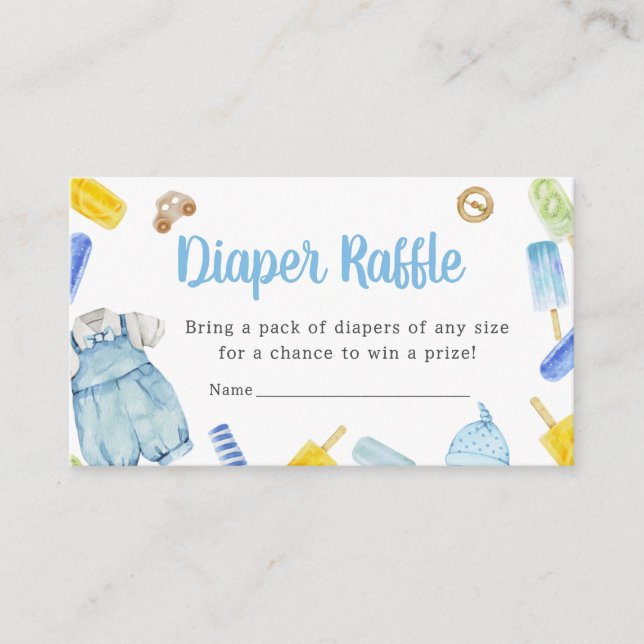 Tarjeta De Recepción Boy Popsicle Baby Shower Diaper Raffle (Anverso)