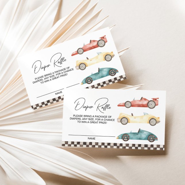 Tarjeta De Recepción Boy Retro Race Car Baby Shower Diaper Raffle Enclo (Subido por el creador)