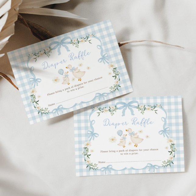 Tarjeta De Recepción Boy Silly Goose Coquette Blue Bow Diaper Raffle (Subido por el creador)