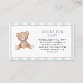 Tarjeta De Recepción Boy Teddy Bear Blue Baby Shower Book Request