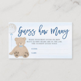 Tarjeta De Recepción Boy Teddy Bear Blue Balloon Adivina Cuántos
