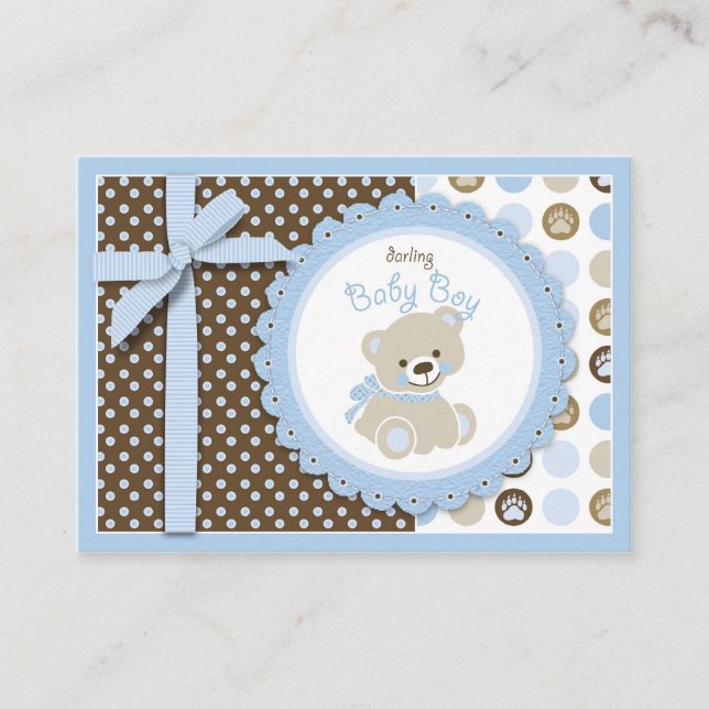 Tarjeta De Recepción Boy Teddy Bear Recordatorio Notecard (Anverso)