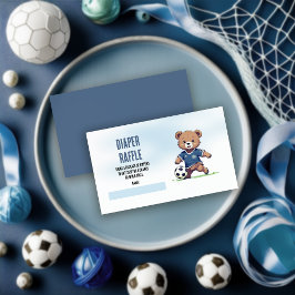 Tarjeta De Recepción Boy Teddy Bear Soccer Baby Shower Diaper Raffle