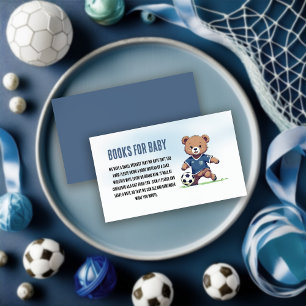 Tarjeta De Recepción Boy Teddy Bear Soccer Libros de Baby Shower para b