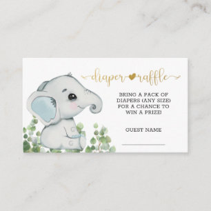 Tarjeta De Recepción Boy Watercolor Elephant Diaper Raffle