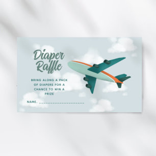 Tarjeta De Recepción Boys Airplane Travel Baby Shower Diaper Raffle