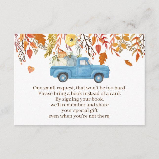 Tarjeta De Recepción Boys Baby Shower de calabaza otoñal para bebé varó (Anverso)