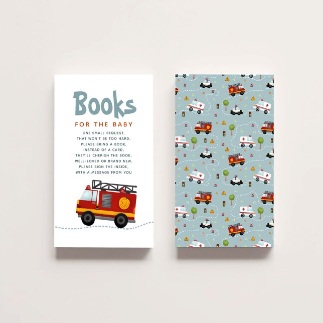 Tarjeta De Recepción Boys Fire Engine Baby Shower Books For Baby (Subido por el creador)