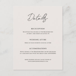 Tarjeta De Recepción Bradford Modern Boda