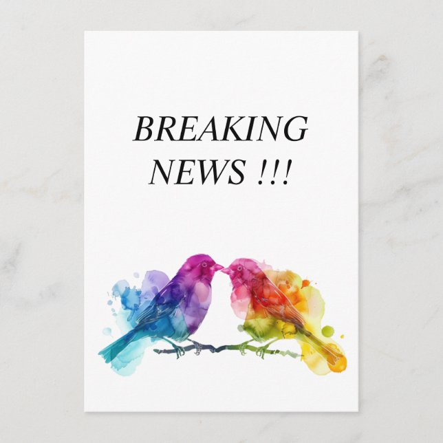 Tarjeta De Recepción Breaking NEWS divertidos LGBTQ+ Aves que aman el a (Anverso)