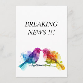Tarjeta De Recepción Breaking NEWS divertidos LGBTQ+ Aves que aman el a