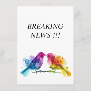 Tarjeta De Recepción Breaking NEWS divertidos LGBTQ+ Aves que aman el a
