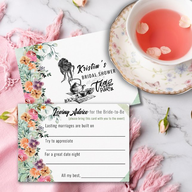 Tarjeta De Recepción Bridal Shower Tea Fiesta Consejos de amor (Subido por el creador)