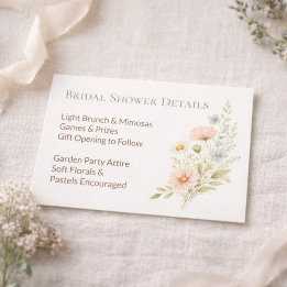 Tarjeta De Recepción Bridal Shower Wildflower Garden Details