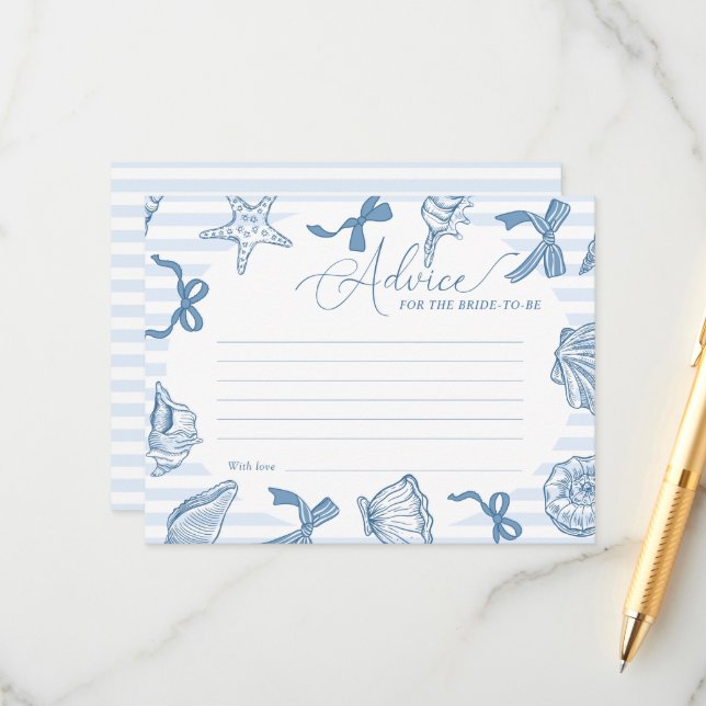 Tarjeta De Recepción Bridal Toast On The Coast Seashells Advice Bridal (Anverso/Reverso In Situ)