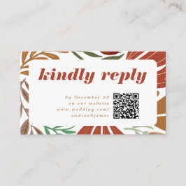 Tarjeta De Recepción Bright Bold Retro Terracota Floral Wedding RSVP