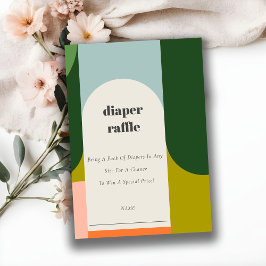 Tarjeta De Recepción Bright Groovy Retro Arch Diaper Raffle Baby Shower