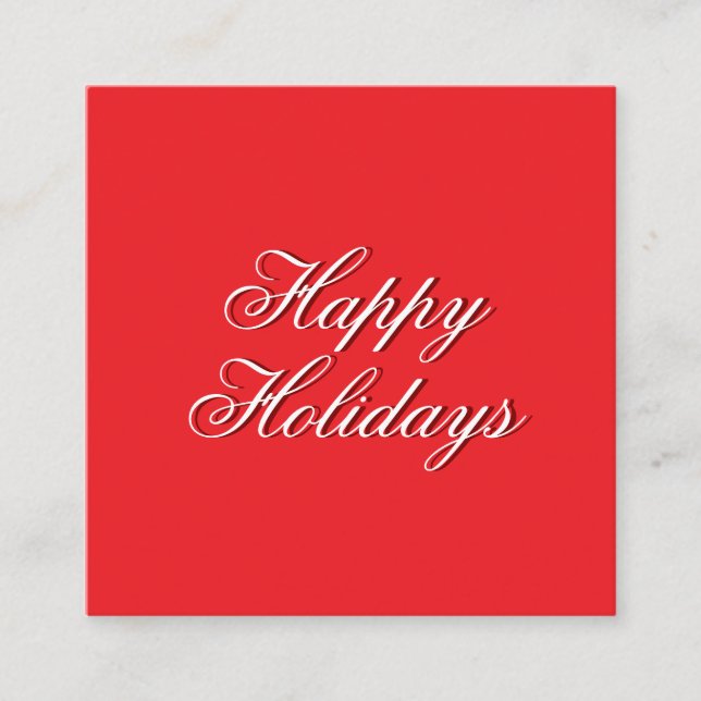 Tarjeta De Recepción Bright Red Plain Elegant Happy Holidays Message (Anverso)