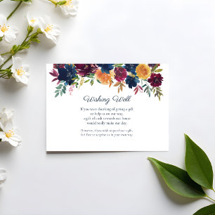 Tarjeta De Recepción Brillante acuarela Floral Deseos Bien Boda