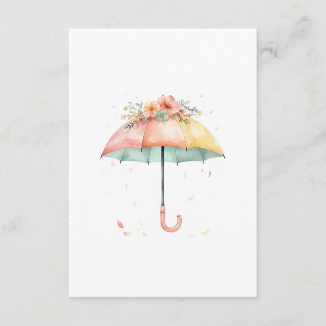 Tarjeta De Recepción Bring a Book Floral Umbrella Baby Sprinkle Insert (Anverso)