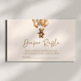 Tarjeta De Recepción Brown Boho Teddy Bear Baby Shower Diaper Raffle
