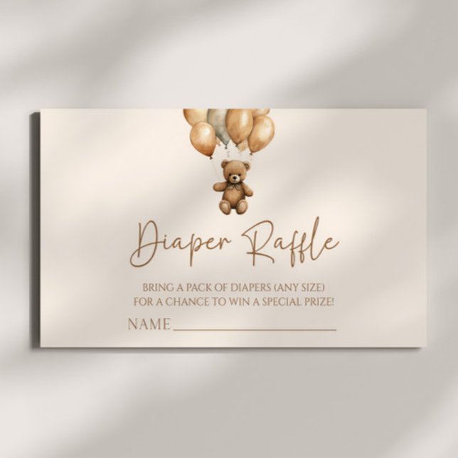 Tarjeta De Recepción Brown Boho Teddy Bear Baby Shower Diaper Raffle (Subido por el creador)