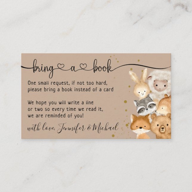Tarjeta De Recepción Brown Forest Baby Animals Bring a Book (Anverso)