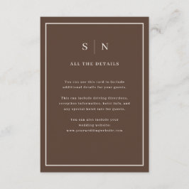 Tarjeta De Recepción Brown Minimal Chic Border | Wedding Guest Details
