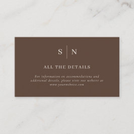 Tarjeta De Recepción Brown Minimalista y Chic | Detalles de Boda