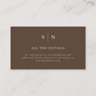 Tarjeta De Recepción Brown Minimalista y Chic Detalles de Boda