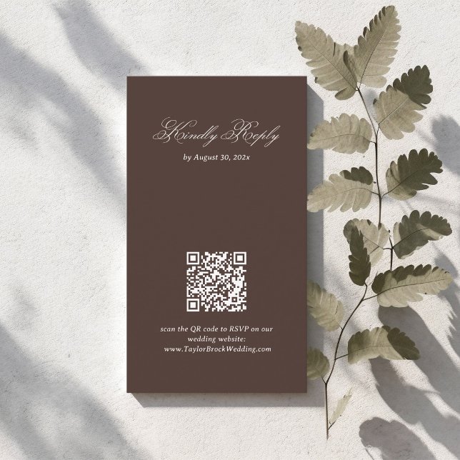 Tarjeta De Recepción Brown Wedding RSVP Qr Code Enclosure Card (Subido por el creador)