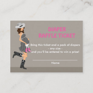 Tarjeta De Recepción Brunette Cowgirl Baby Shower Diaper Raffle Tickets
