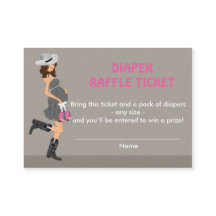 Brunette Cowgirl Baby Shower Diaper Raffle Tickets