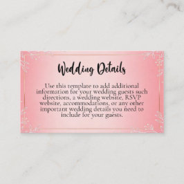 Tarjeta De Recepción Bubblegum Blush Wedding Enclosure Cards