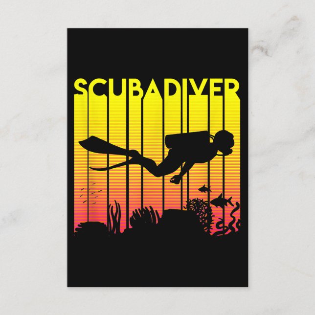Tarjeta De Recepción Buceo Scuba Silhouette Buceo Bañado (Anverso)