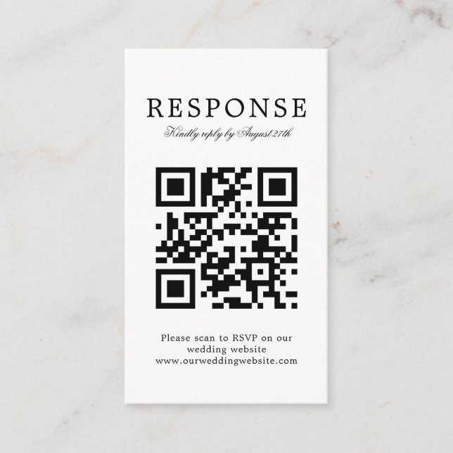 Tarjeta De Recepción BUDGET Classic Simple Wedding Rsvp QR Code (Anverso)