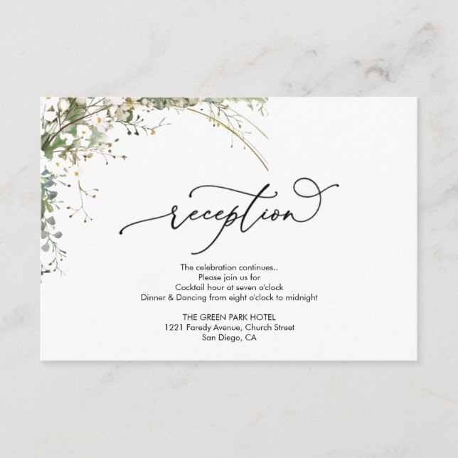 Tarjeta De Recepción Budget green Florals Bridgerton Bridal Shower (Anverso)