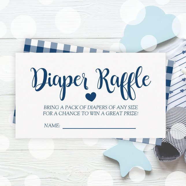 Tarjeta De Recepción Bufalo de la marina simple colocado en Baby Shower (Simple Navy Buffalo Plaid Baby Shower Enclosure Card)
