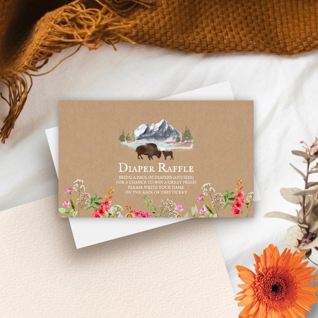 Tarjeta De Recepción Buffalo Cardstock Floral Diaper Raffle (Subido por el creador)