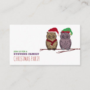 Tarjeta De Recepción Búho de Santa y Búho Elfo, Boleto de Fiesta de Nav