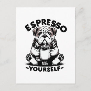 Tarjeta De Recepción Bulldog con Espresso Caliente