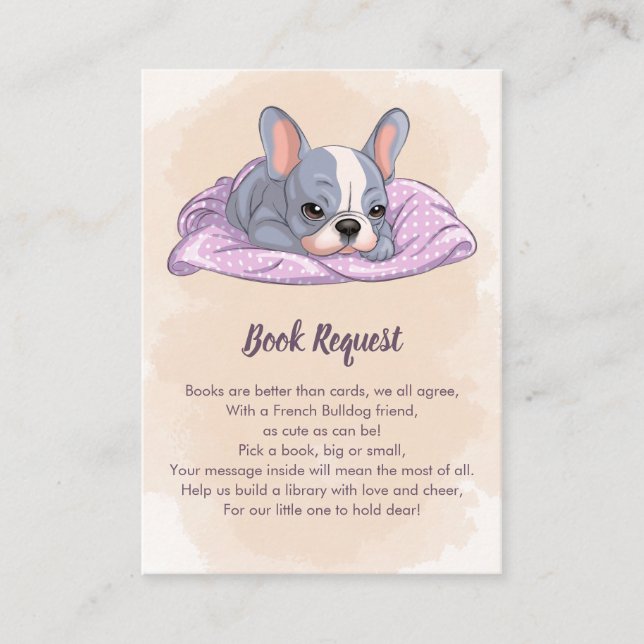Tarjeta De Recepción Bulldog francés a petición de un libro de mantas r (Anverso)